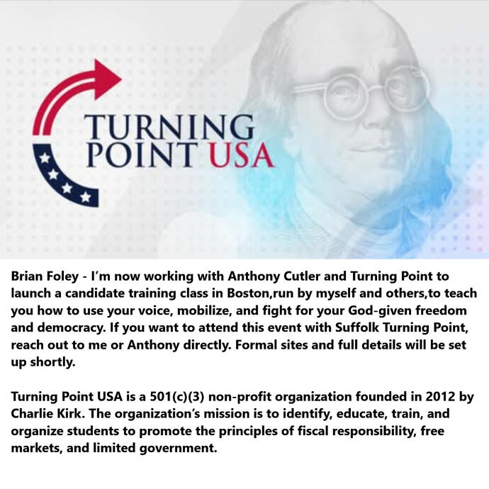 Turning Point USA is a 501(c)(3) non-profit organization founded in 2012 by Charlie Kirk.
